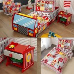 Set Fire Truck - 5 piese (pat masina de pompier, lenjerie si noptiera, set perna si pilota, saltea)